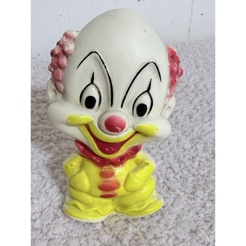 Vintage Baby Joy Rubber Clown Squeeze Toy Made in USA Mid Century Collectible
